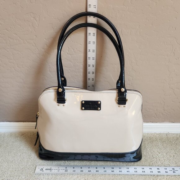 NWT Kate Spade Rachelle Wellesley Patent Leather Satchel--Cream and Black - Picture 11 of 16